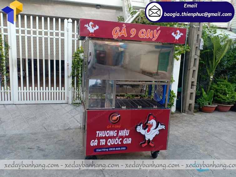 đặt làm xe bán gà nướng bằng inox