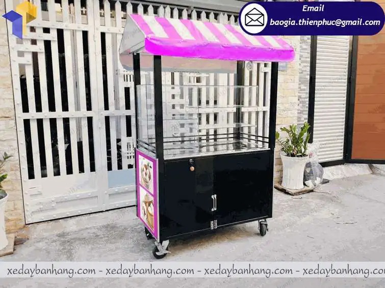 đặt làm xe đẩy bán bánh bao bằng inox