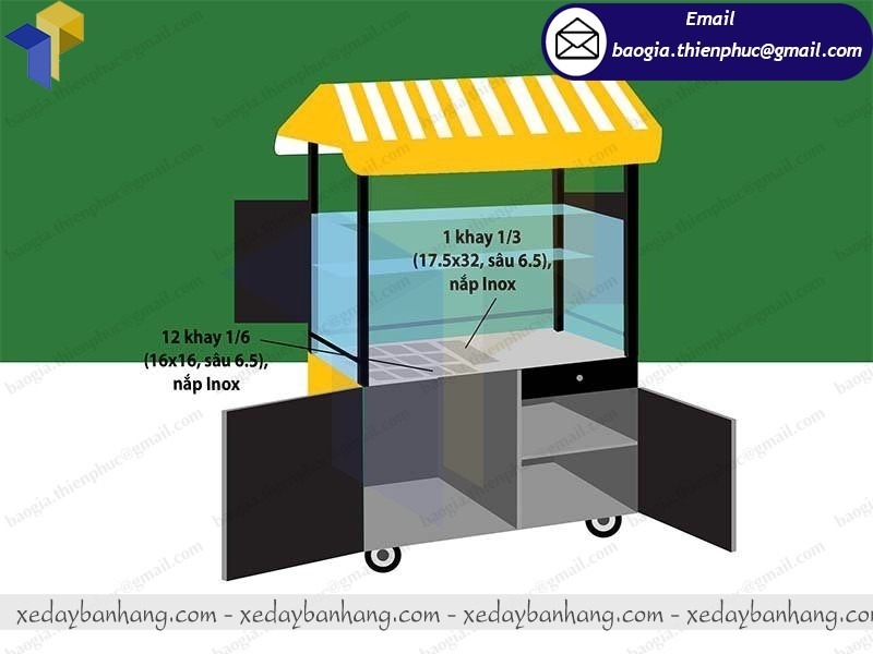 gia công tủ bán cá viên chiên