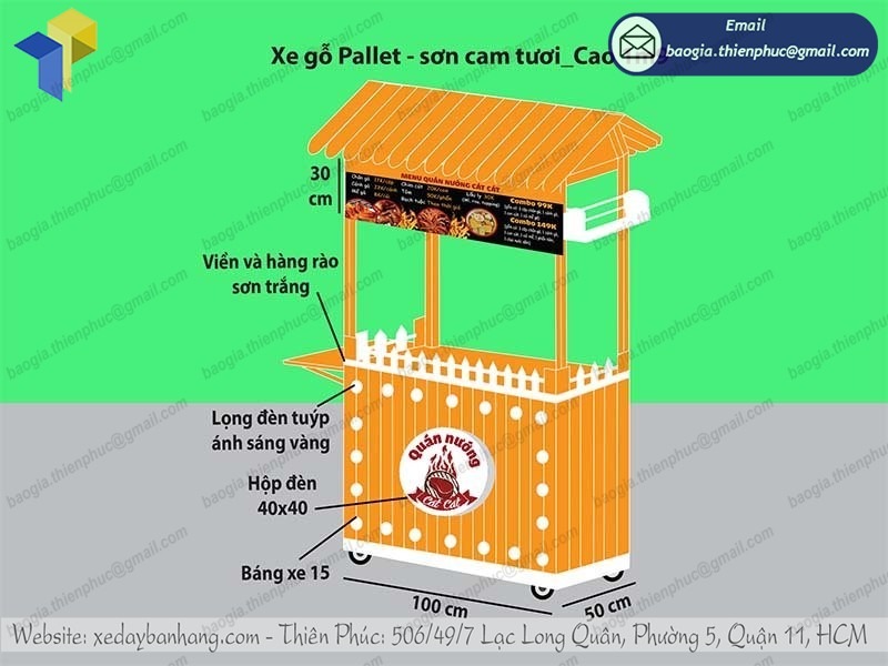 gia công xe bán thịt xiên nướng