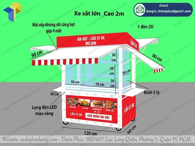 gia công xe bán xiên que tự chọn