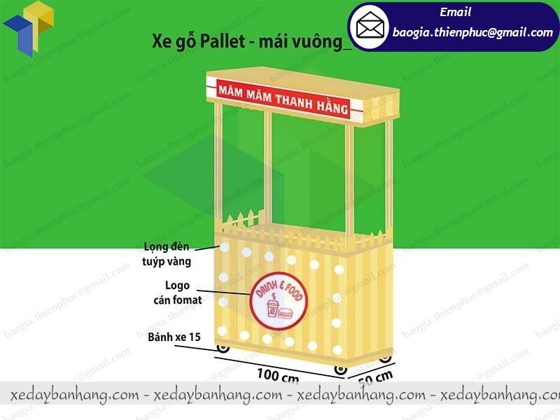 gia công xe gỗ bán cá viên chiên