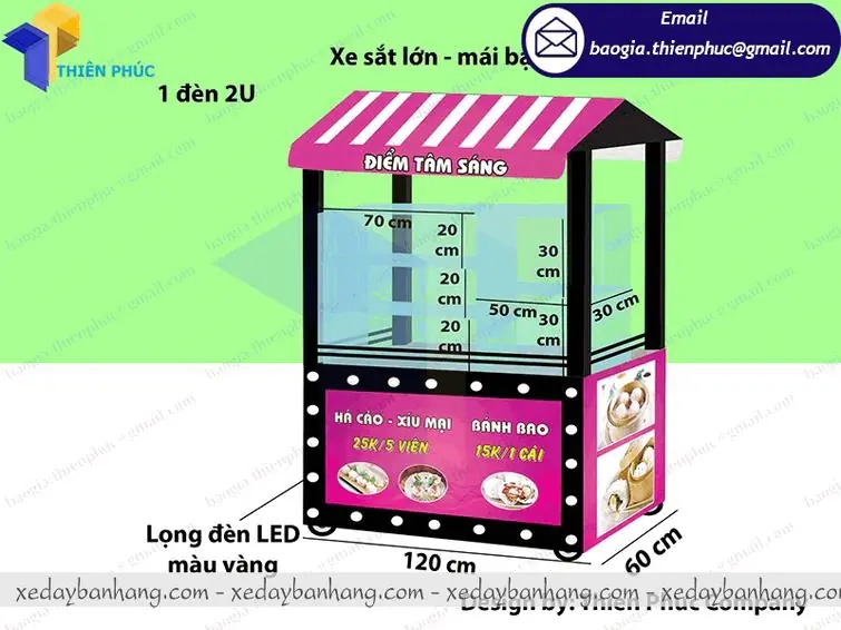 mẫu xe đẩy bán bánh bao bằng inox đẹp