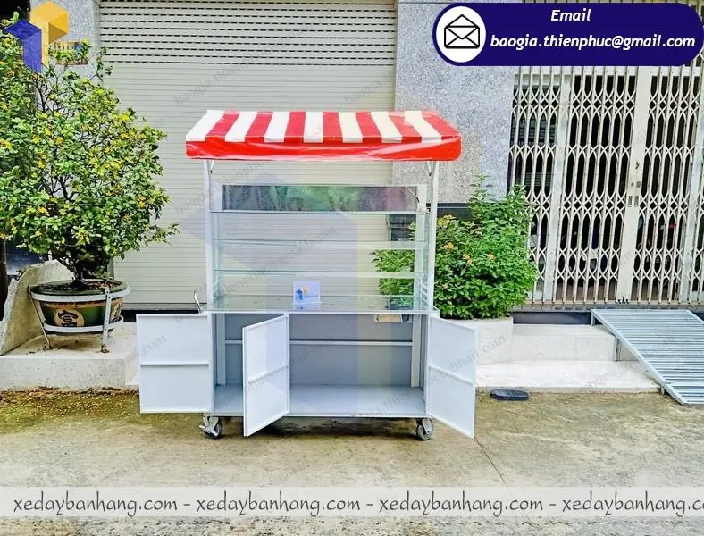 mẫu xe đẩy inox bán cá viên đẹp