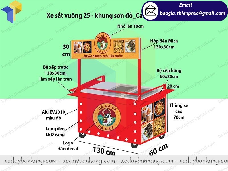 xe bán gà rán bằng sắt