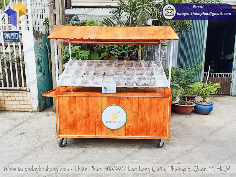 xe bán xiên que ốp gỗ đẹp