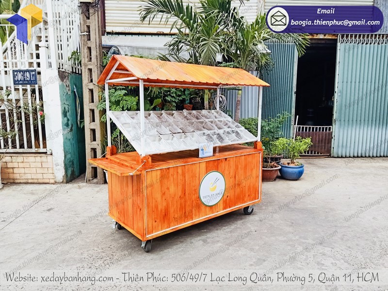 xe bán xiên que ốp gỗ rẻ