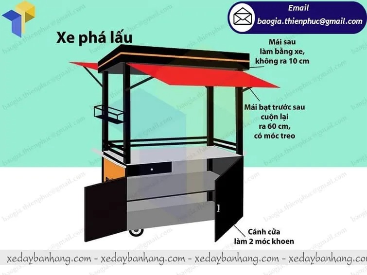 xe bánh mì phá lấu inox giá bao nhiêu