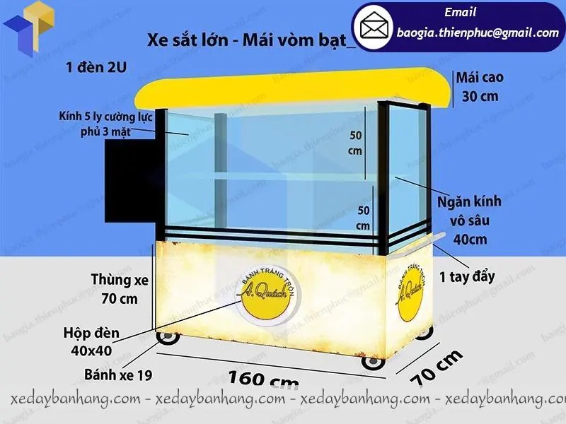 xe cá viên chiên bằng inox
