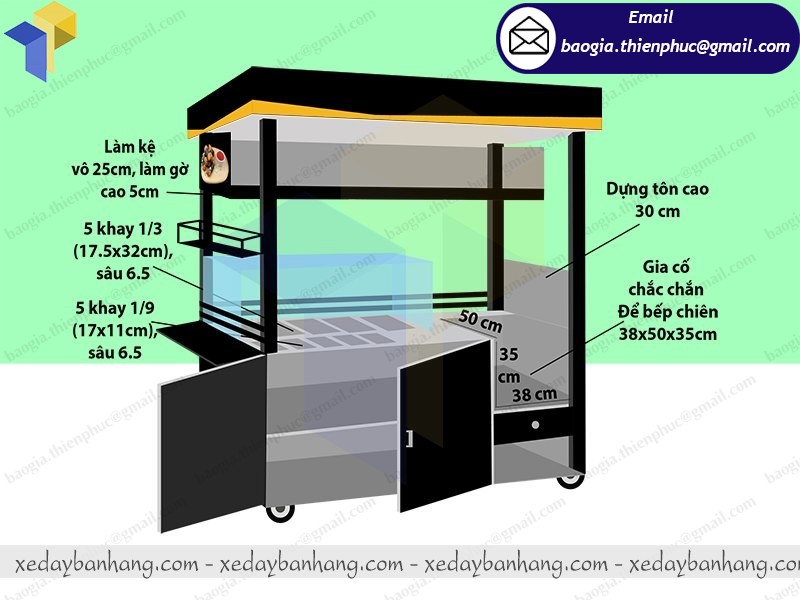 xe inox bán gà rán giá rẻ đẹp